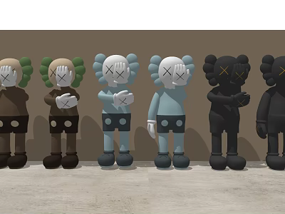 Assorted Color Art Collectible Figures With Crossed Eyes And Unique Poses 3d model