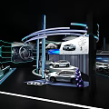 LUXE Car Exhibition With Modern Lighting Circular Platform And Screen 3d model