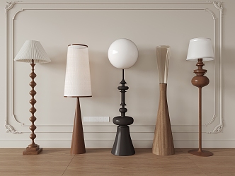 Middle style floor lamp combination 3d model