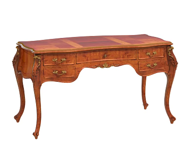 Vintage Wooden Decorative Cabinet With Brass Handles Carved Legs And Drawers 3d model