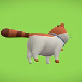 Cute Cartoon Cat with Orange White Fur Head Decoration Blue Collar Bell on Green Background