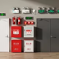 Modern Fire Equipment Setup With Fire Extinguishers Fire Cabinets Control Panels And Fire Doors