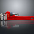 Red Adjustable Pipe Wrench Tool With Metal Jaws For Plumbing Work