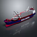 ROLLMOP Container Cargo Ship Featuring Deck Cranes Stacked Containers and Blue Red Hull 3d model