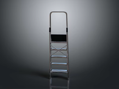 Natural Scenic View With Silver Ladder Black Steps Against Gray Background 3d model