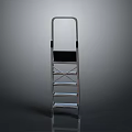 Natural Scenic View With Silver Ladder Black Steps Against Gray Background
