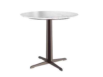 Modern Round Coffee Table With Marble Top And Dark Metal Base Design 3d model