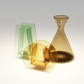 Modern Geometric Transparent Decorative Ornament Set With Green Yellow Brown Shapes