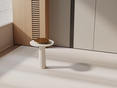 Modern Minimalist Side Table With White Round Top And Slim Stand In Living Room Interior 3d model