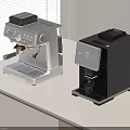 Modern White and Black Coffee Machines as Kitchen Appliances on Table