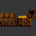 Ornate Wooden Chests One Open Filled With Gold Coins And One Closed