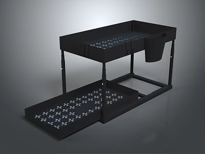 Black Utility Storage Rack With Pull Out Tray And Side Pocket 3d model