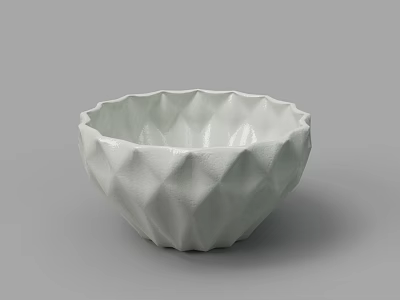 White Ceramic Bowl With Unique Geometric Diamond Pattern Modern Minimalist Design 3d model