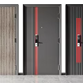Modern Security Doors With Various Designs Wood Grain Black And Red Stripes
