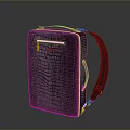 Stylish Black Shoulder Bag Daily Use Item with Crocodile Texture Yellow Trim and Metal Hardware
