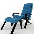 Modern Blue Lounge Chair with Ottoman and Black Armrests for Relaxation Space