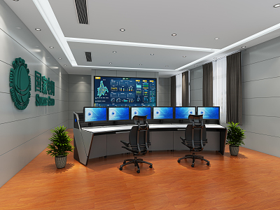 modern monitoring room 3d model