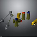 Shiny Metal Nails With Sharp Ends And Colorful Tip Bullets On Dark Reflective Surface