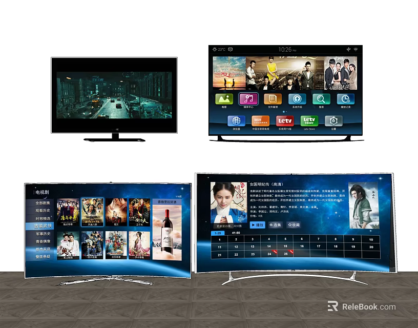 Smart Television Displaying Streaming Apps Video Content And Entertainment Features 3d model 