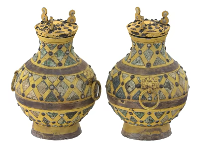 Gold-plated stove gold-plated pot gold-plated bronze pot antique relics 3d model