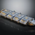 Ancient Decorative Transport Structure With Multiple Panels Golden Patterns And Metallic Borders