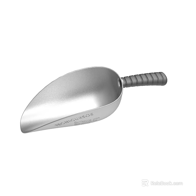 Heavy Duty Silver Metal Scoop With Textured Grip Handle For Kitchen Use 3d model 