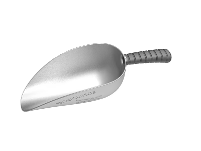 Heavy Duty Silver Metal Scoop With Textured Grip Handle For Kitchen Use 3d model