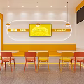Bright Modern Milk Tea Shop Interior Design With Cozy Tables Chairs Counter And Menu Board