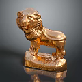 Golden Lion Statue With Detailed Base Engraved Animal Kingdom 2020 Text