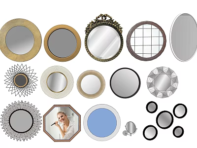 Various Decorative Mirrors With Different Shapes And Frame Styles For Home 3d model
