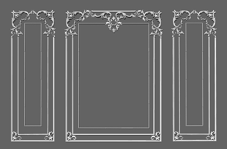 European-style carved line wall panel 3d model