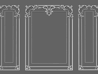 European-style carved line wall panel 3d model