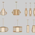 Modern Bamboo Pendant Lights with Various Geometric Shapes for Home Interior Decor
