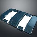 Black And White Metallic Computer Bracket With Multiple Connected Panels And Screw Holes