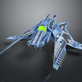 Futuristic Sci Fi Spaceship 3D Model Design With Sharp Blue Gray Lines And Glowing Details 3d model
