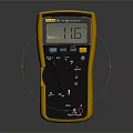 Fluke True RMS Multimeter With Yellow Black Design Digital Display On Dark Background
