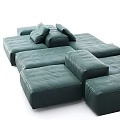 Green Modular Sectional Sofa with Plush Cushions and Versatile Combinable Layout 3d model