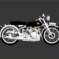 Vintage Black Motorcycle With Black Leather Seat Shiny Metallic Engine And White Wall Tires