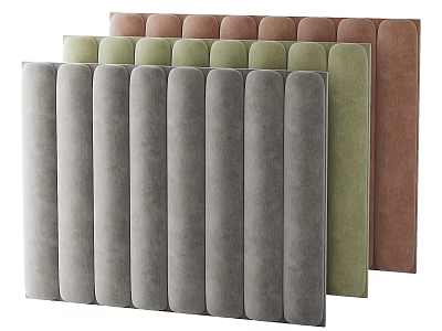 Multicolor Striped Soft Wall Decor Panels In Gray Green And Brown Tones 3d model