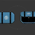 Blue Equipment Cases With Closed And Open Design Featuring Logo And Black Interior 3d model