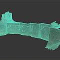 Ancient Fortress Model Featuring Stone Walls And Wooden Roof Details On Reflective Surface