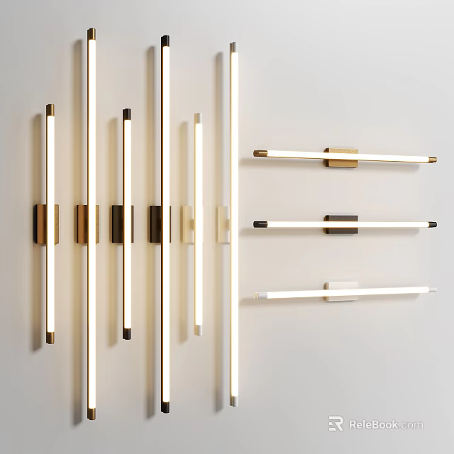 Sleek Modern Wall Sconces With Linear Metal Design And LED Lighting For Home Interior 3d model 
