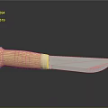 Sharp Hunting Knife With Wooden Handle And Metal Blade On Reflective Surface