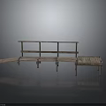 Light Brown Wooden Architectural Structure With Slatted Platform Simple Design And Reflective Surface