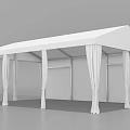 Spacious White Canopy With Pillars And Hanging Curtains For Outdoor Events