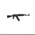 Classic AK Style Assault Rifle Featuring Wooden Stock Metal Magazine And Barrel