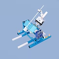 Blue Industrial Pipe Welding Machine With Rotary Disc Handle And Stable Base 3d model
