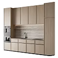 Modern Kitchen With Light Wooden Upper And Lower Cabinets Countertop Sink Faucet And Oven