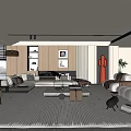 Modern Living Room Log Sofa Combination Sofa Background Wall 3d model