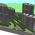 Modern High Rise Residential Buildings Featuring Lush Greenery Trees And Street Scene